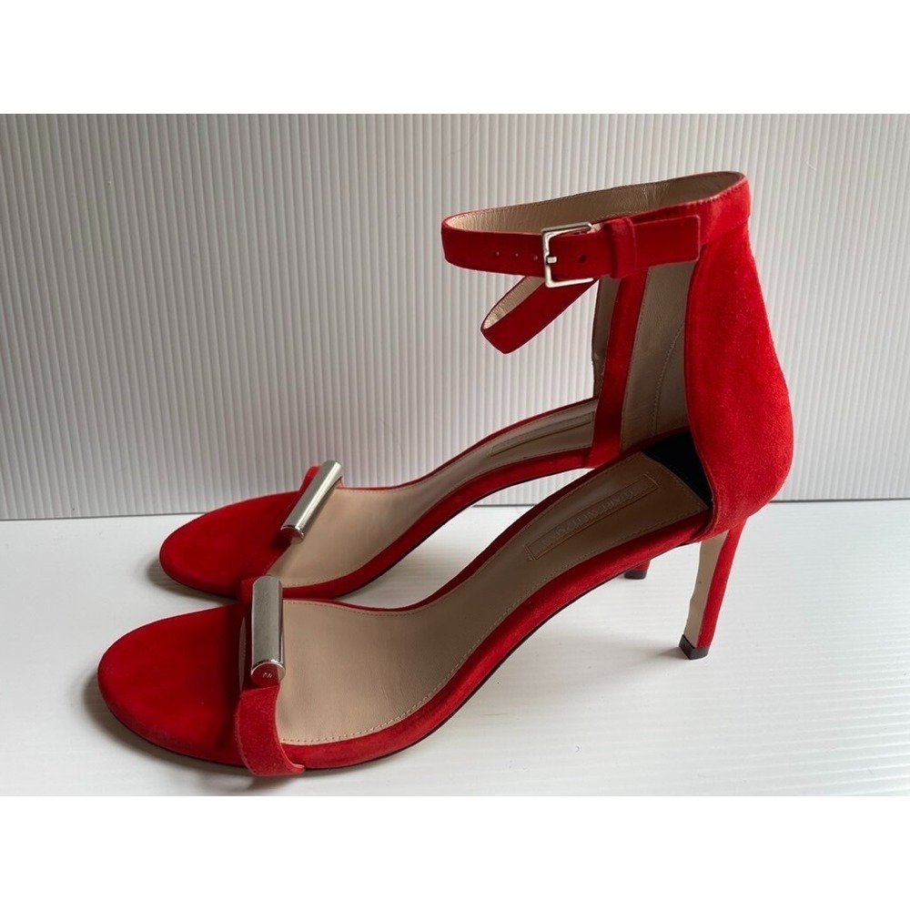 Stuart Weitzman Nudist 75 Cylinder Sandal Red Suede Size US 10 M NWT - Picture 3 of 8